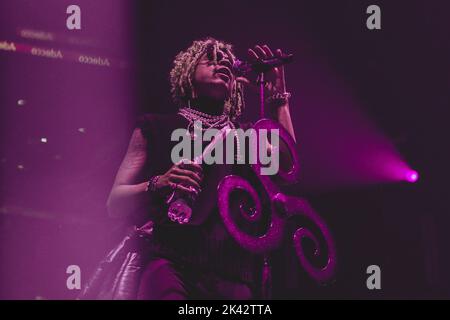 American rapper and singer Iann Dior performs live at Mediolanum Forum ...
