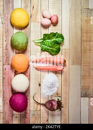 Ingredients on the table for making dough Stock Photo