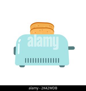 Kitchen toaster in cartoon style isolated on white background Stock Vector