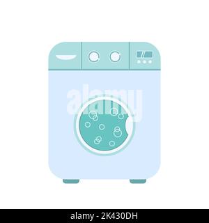 Washing machine in cartoon style isolated on white background Stock Vector