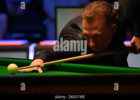 Milton Keynes, UK. 29th Sep, 2022. Milton Keynes, September 2022 Judd Trump During the Cazoo British Snooker Open 2022 (Karl W Newton/SPP) Credit: SPP Sport Press Photo. /Alamy Live News Stock Photo