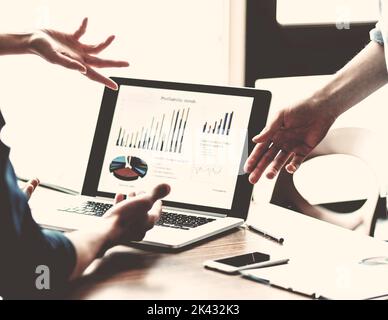 close up. business colleagues discussing financial data. Stock Photo