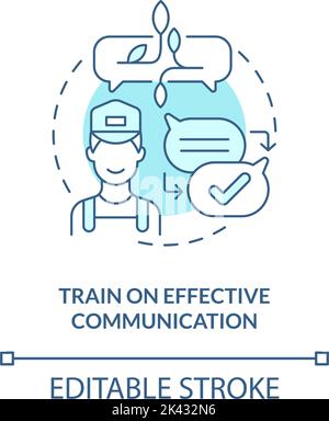 Train on effective communication turquoise concept icon Stock Vector