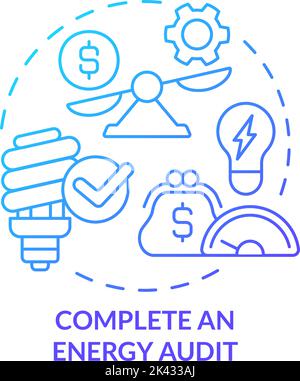 Complete energy audit blue gradient concept icon Stock Vector