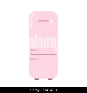 Kitchen refrigerator in cartoon style isolated on white background Stock Vector