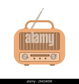 Rerto radio in cartoon style isolated on white background Stock Vector