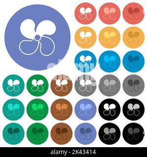 Car fan level 2 multi colored flat icons on round backgrounds. Included white, light and dark icon variations for hover and active status effects, and Stock Vector