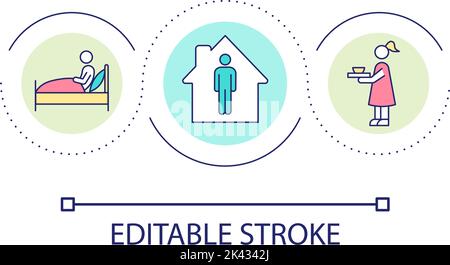 Stay home while getting sick loop concept icon Stock Vector