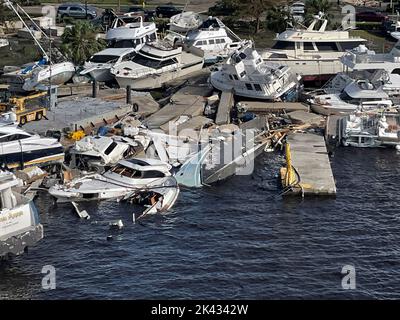 September 29, 2022, Fort Myers, Florida, USA: Aerial photo of damage in ...