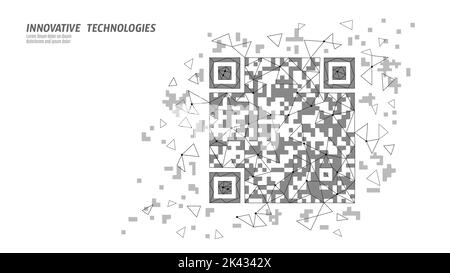 QR code verification online technology. 3D web link identification coding system. Mobile internet button symbol business identity vector illustration Stock Vector