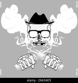 vape skull tattoo logo illustration in vector format Stock Vector