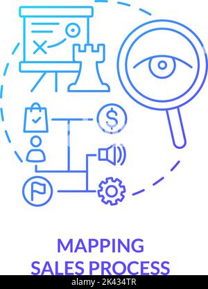 Mapping sales process blue gradient concept icon Stock Vector