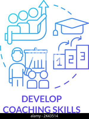 Develop coaching skills blue gradient concept icon Stock Vector