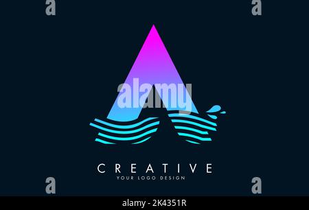 Colorful Y Letter Logo with Waves and Water Drops Design Vector ...