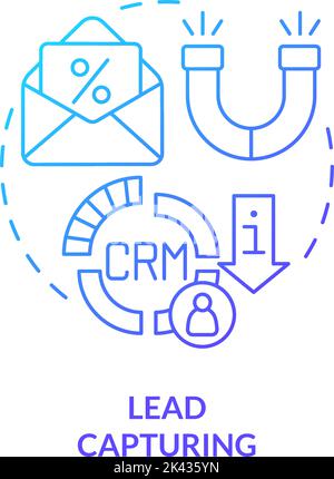 Lead capture blue gradient concept icon Stock Vector