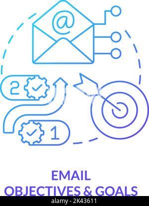 Email objectives and goals blue gradient concept icon Stock Vector