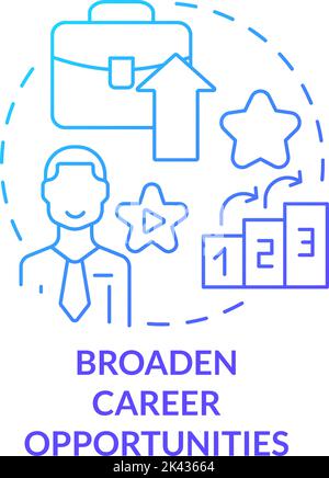 Broaden career opportunities blue gradient concept icon Stock Vector