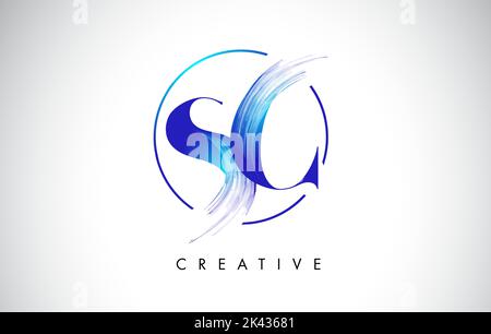 SC Brush Stroke Letter Logo Design. Black Paint Logo Leters Icon with ...