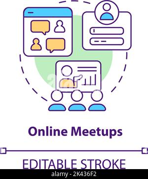 Online meetups concept icon Stock Vector