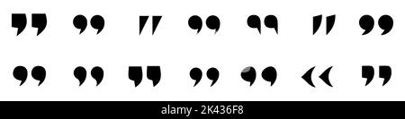 Quotes icons set. Black quotation marks isolated on white background. Vector illustration Stock Vector