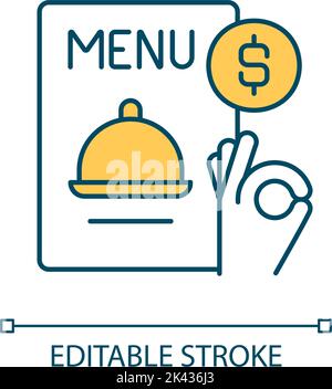 Restaurant menu with prices RGB color icon Stock Vector