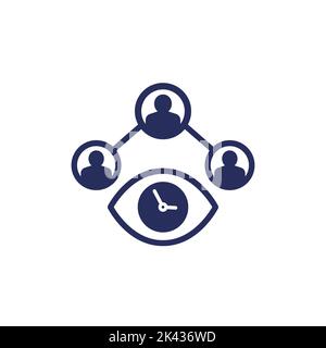 eye and clock, time tracking icon Stock Vector