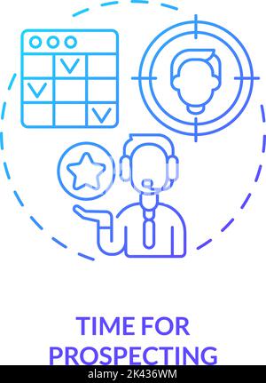 Time for prospecting blue gradient concept icon Stock Vector