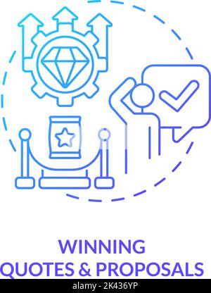 Winning quotes and proposals blue gradient concept icon Stock Vector