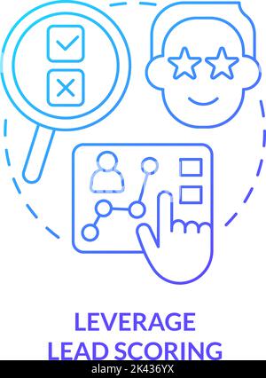 Leverage lead scoring blue gradient concept icon Stock Vector