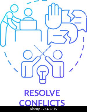 Resolve conflicts blue gradient concept icon Stock Vector