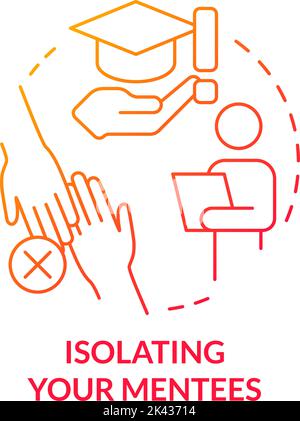 Isolating mentees red gradient concept icon Stock Vector