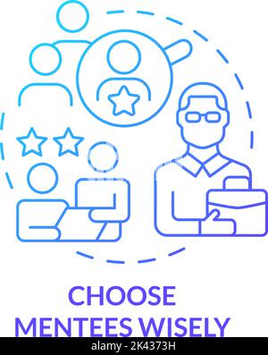 Choose mentees wisely blue gradient concept icon Stock Vector