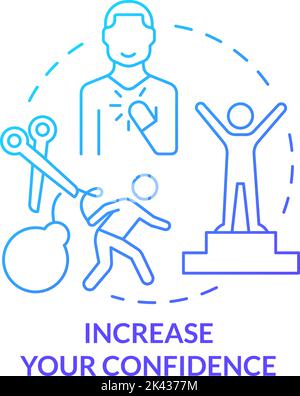 Increase confidence blue gradient concept icon Stock Vector
