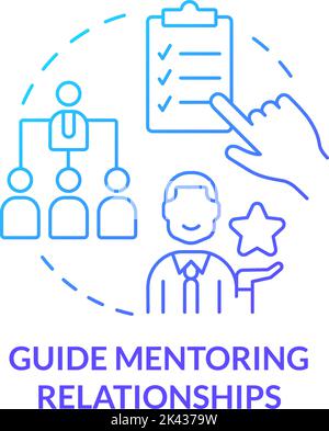 Guide mentoring relationships blue gradient concept icon Stock Vector