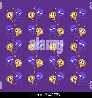 Beautiful background, pattern with skulls and stars, boho Halloween Stock Vector