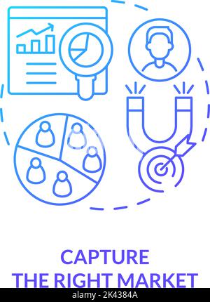 Capture right market blue gradient concept icon Stock Vector