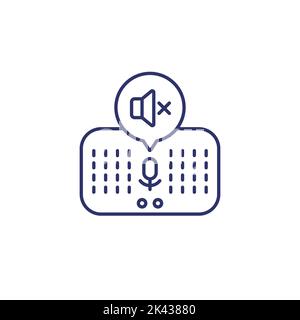 Smart speaker, sound off line icon Stock Vector