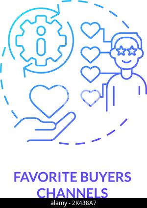 Favorite buyers channels blue gradient concept icon Stock Vector