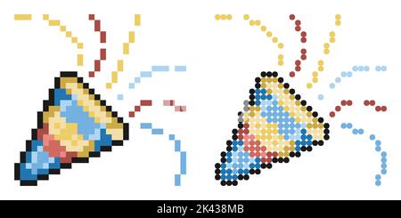 Pixel icon. Fireworks sparks scatter their firecrackers. New Year festive pyrotechnics. Simple retro game vector isolated on white background Stock Vector