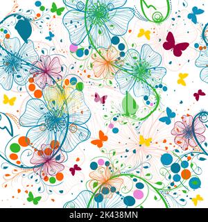 Seamless abstract pattern with the image of a flower ornament. Vector illustration Stock Vector