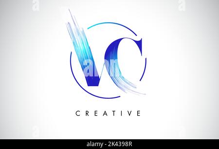 VC Letter Design with Brush Stroke and Modern 3D Look Vector ...