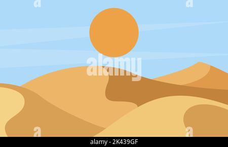 Tropical picture. In the desert, dawn. Vector illustration Stock Vector