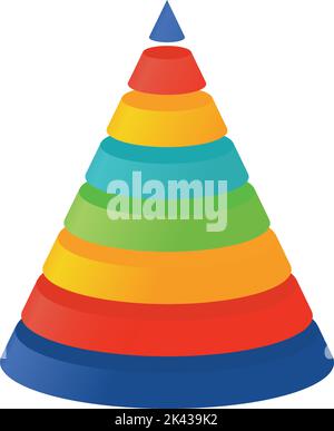 3D illustration infographic template with cone divided to eight  parts. Pyramidal shapes icons. Stock Vector