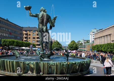 Poseidon statue at Gotaplatsen in downtown Gothenburg, Sweden Stock Photo