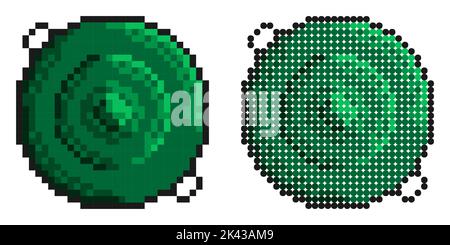 Pixel icon. Combat anti tank mine. Weapons for combating equipment and the enemy. Simple retro game vector isolated on white background Stock Vector