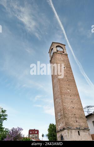 Adana Great Clock Tower (Büyük Saat in Turkish language) in Turkey. The clock tower in the city of Adana is a famous landmark Stock Photo