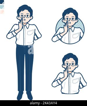 A man in shirt with Whispering images.It's vector art so it's easy to edit. Stock Vector