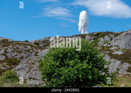 'Anna' by Jaume Plensa at Pilane Sculptures 2022 in Sweden Stock Photo