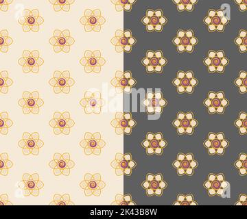 Cute floral seamless pattern. Baby flower boho style ornamental grid. Romantic surface cover design. Transparent background. Vector Stock Vector