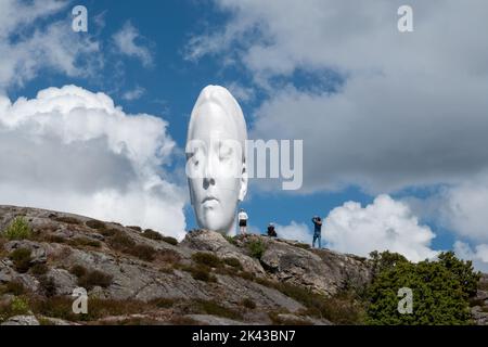 'Anna' by Jaume Plensa at Pilane Sculptures 2022 in Sweden Stock Photo